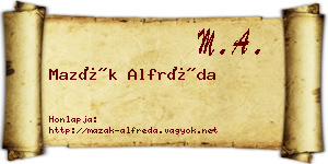 Mazák Alfréda névjegykártya